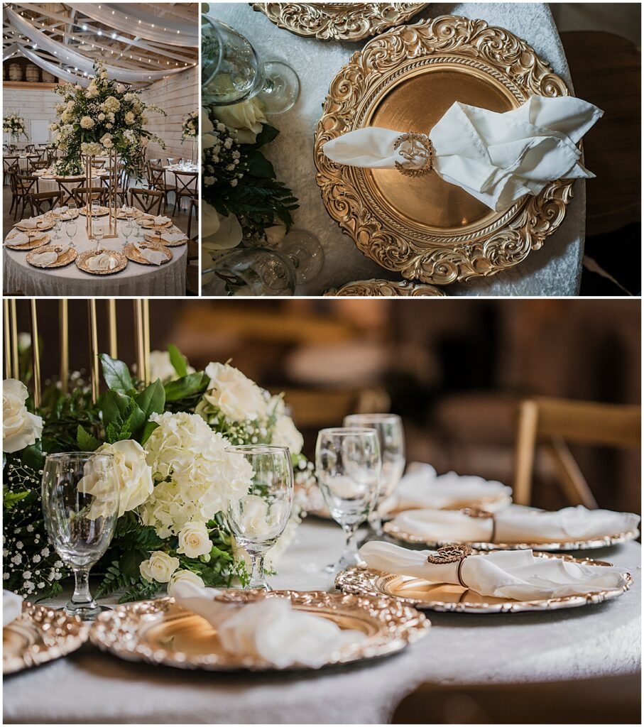 forals and place setting for a wedding at koury farms