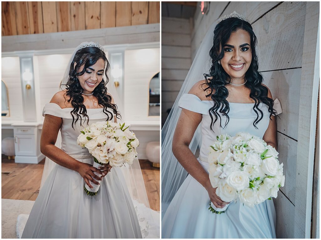 bridal portraits in bridal suit at koury famrs