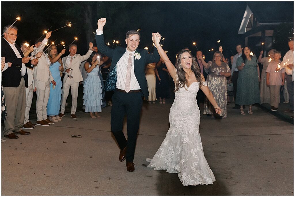 Wedding exit of bride and groom