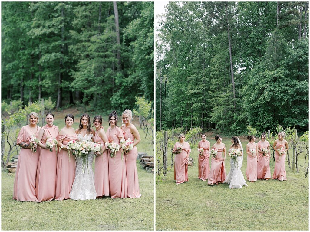 Bride with bridal party at Koury Farms wedding