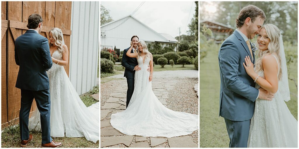bride and groom portraits in the grounds of koury farms