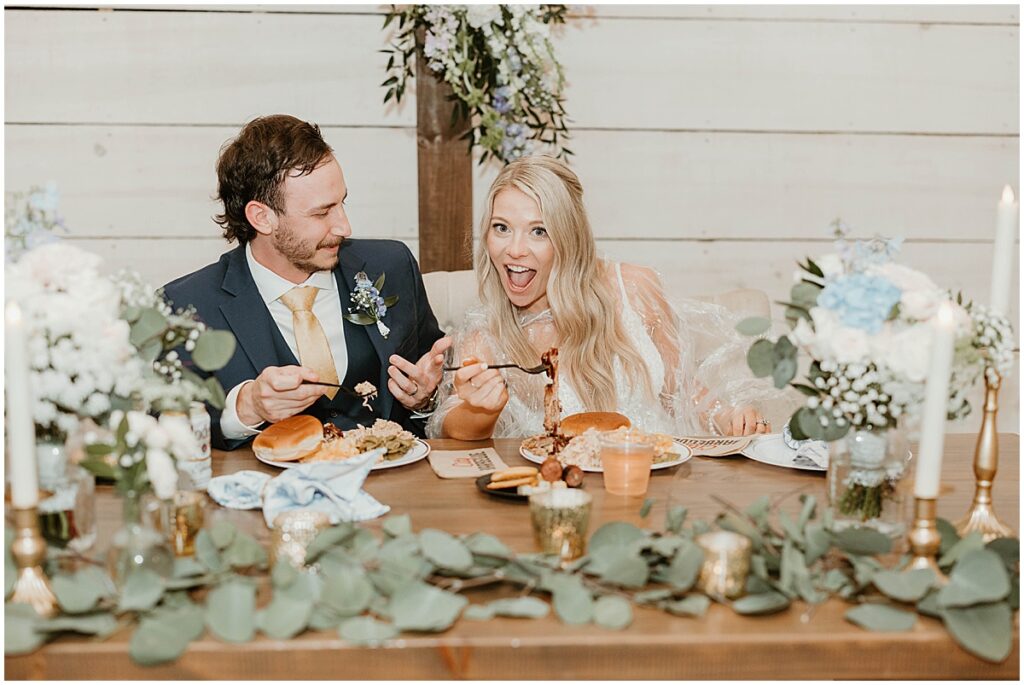 Bride and groom at sweetheart table