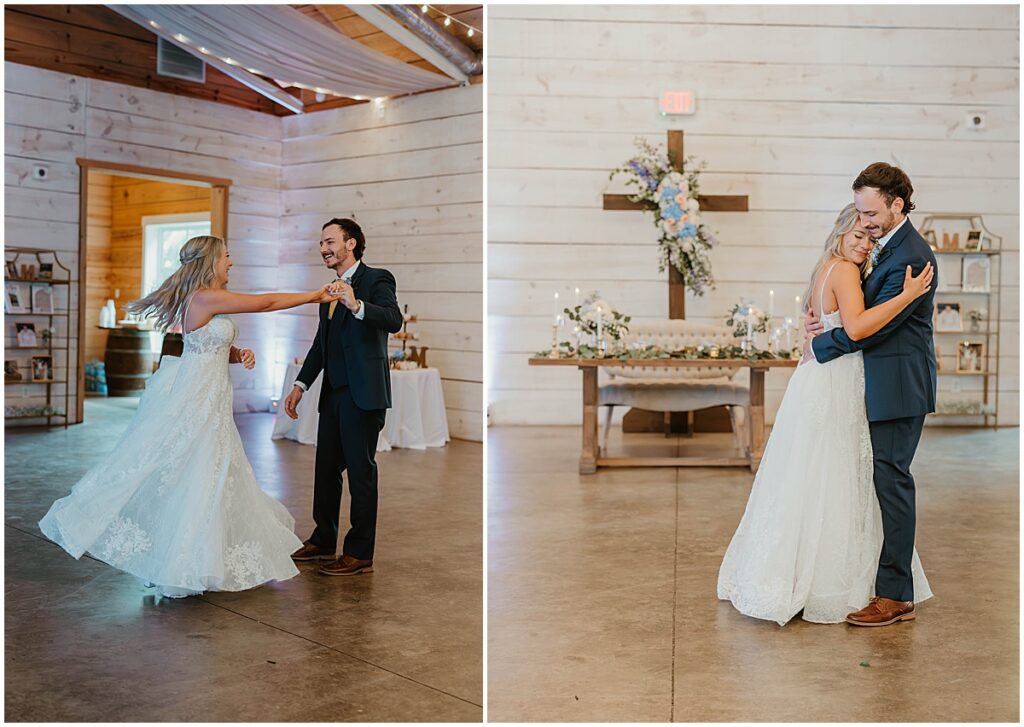 bride and groom first dance at Koury Farms