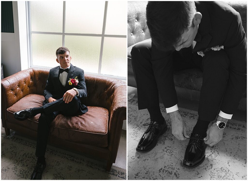 groom getting ready at Koury Farms