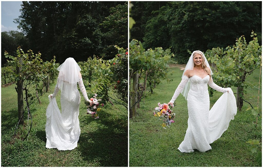 bridal portraits in the grounds of koury farms for floral inspired wedding