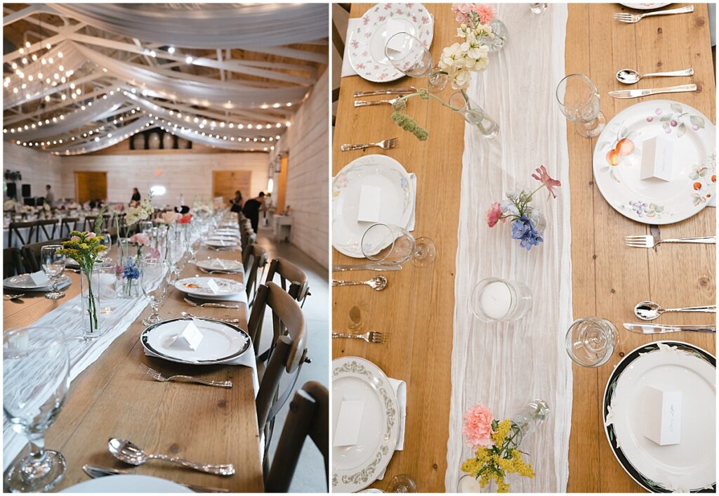 wedding florals at reception table