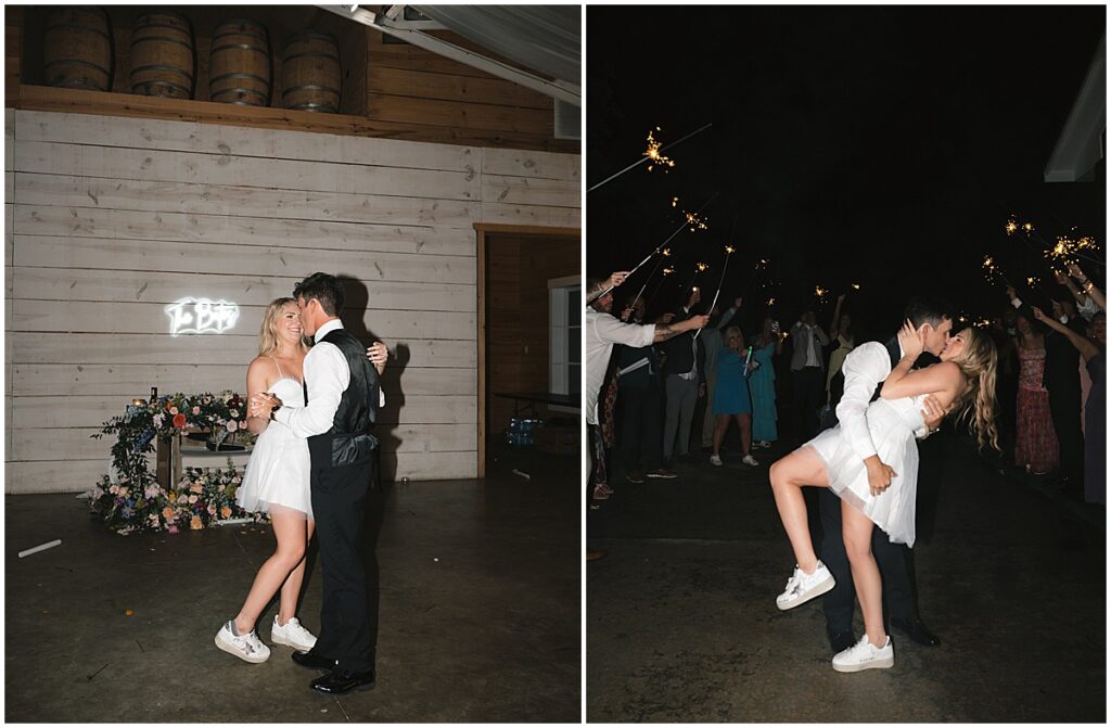 couple dancing and sparkler exit